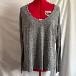 Joah Brown Charcoal V-Neck Blouse LL135